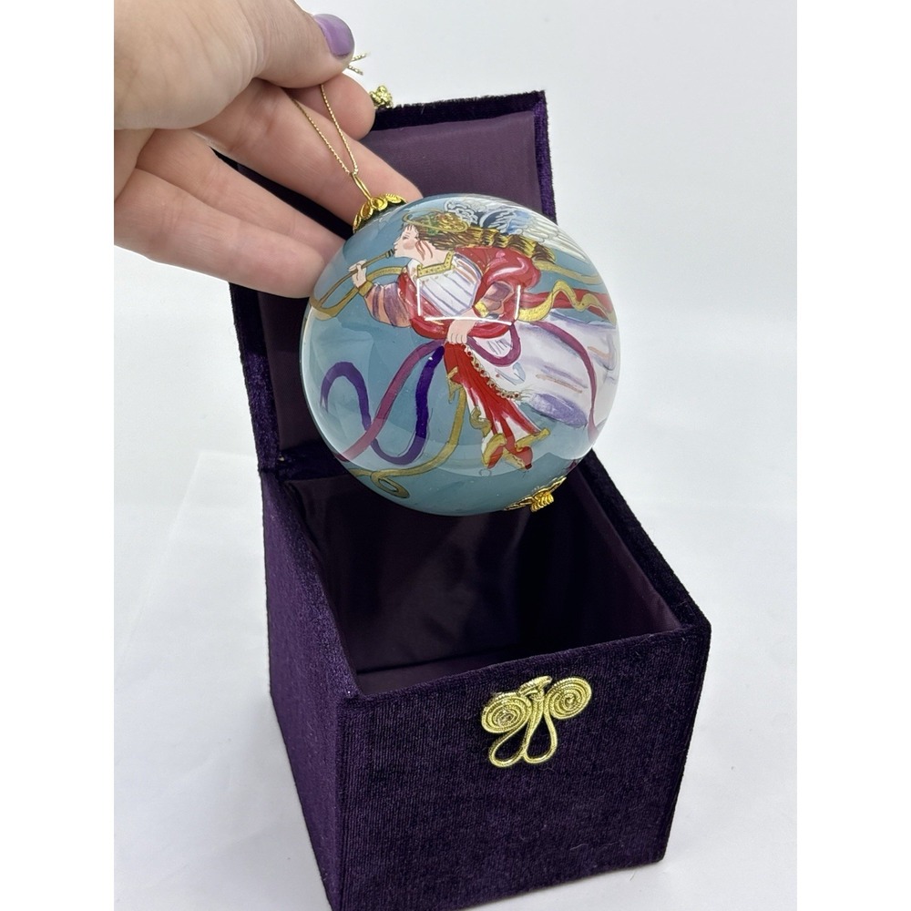 Li Bien Ornament Hand Painted Glass Angel 2003 Christmas Tree Pier 1 Eglomise - Picture 5 of 7